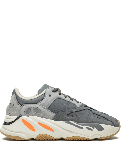Adidas Yeezy Boost 700 Magnet replica sneakers featuring a stylish gray and orange colorway, designed for both comfort and fashion, showcasing premium materials and attention to detail.