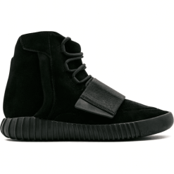 Adidas Yeezy 750 Boost Triple Black replica sneakers showcasing a sleek all-black design, featuring premium materials and the iconic high-top silhouette, perfect for streetwear enthusiasts and sneaker collectors.