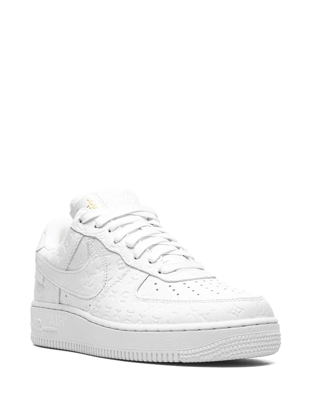 High-quality replica sneakers featuring Nike x Louis Vuitton Air Force 1 Low design, showcasing a stylish blend of luxury materials and iconic branding, perfect for fashion-forward shoe enthusiasts.