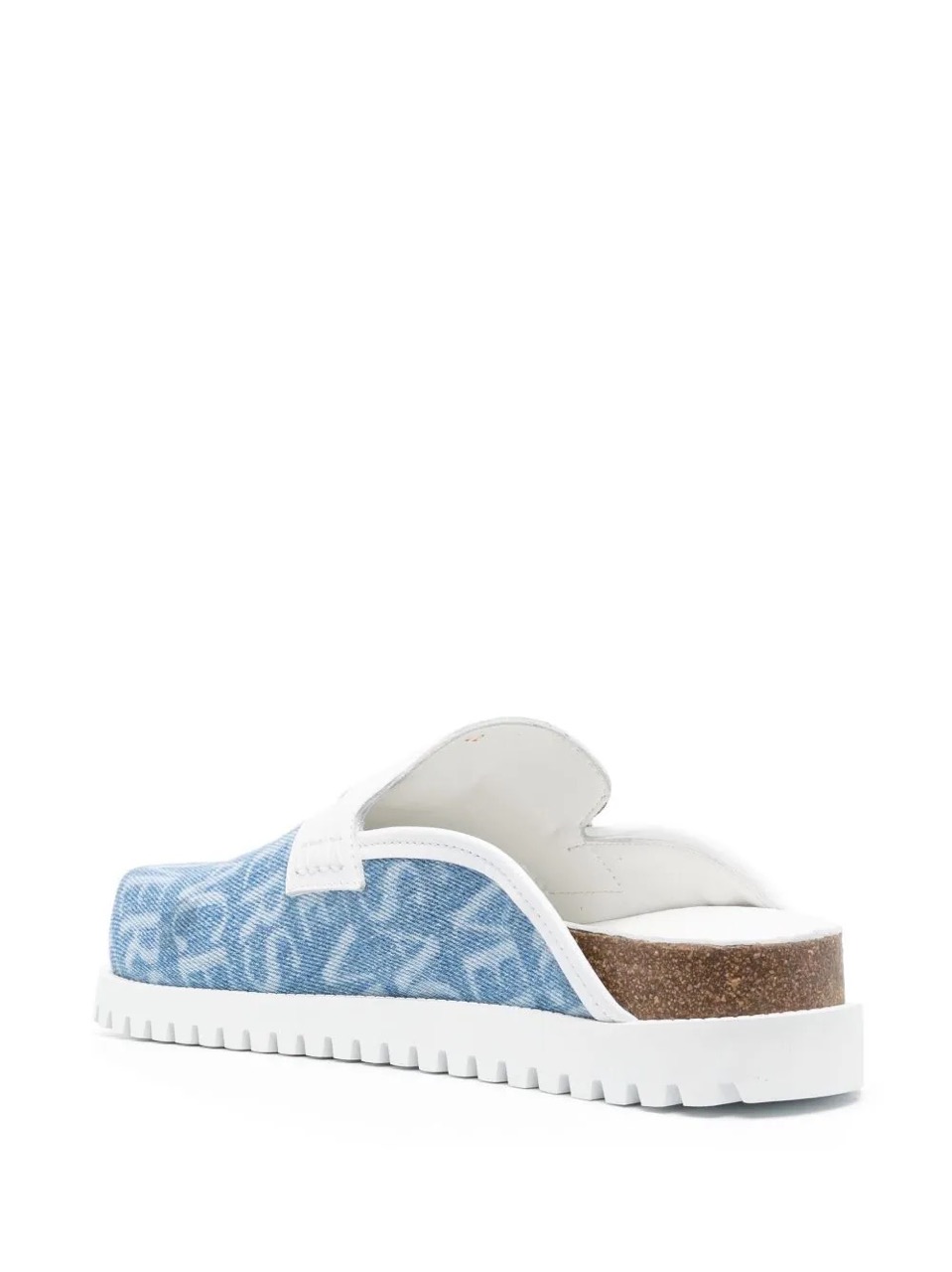 SEO Alt Text: "Replica Allover Medusa Denim Mules - stylish high-quality replica sneakers featuring a unique denim design and iconic Medusa motif, perfect for those seeking fashionable shoes."
