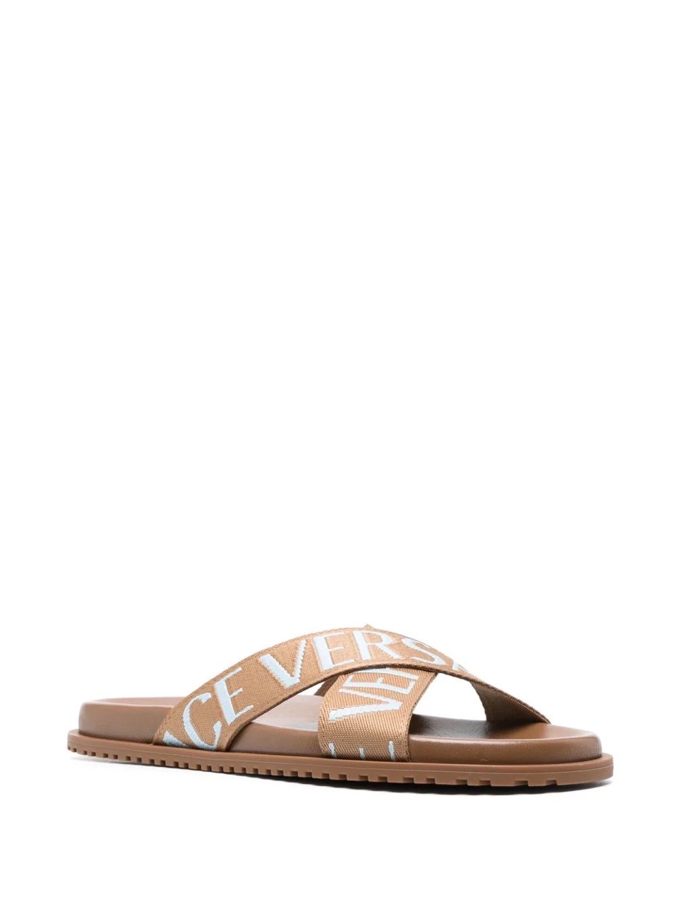SEO Alt Text: "Replica Versace Allover Criss Cross Strap Sandals featuring a stylish design with crisscross straps, perfect for summer wear. These high-quality replica sneakers combine fashion and comfort, making them a must-have addition to your shoe collection."