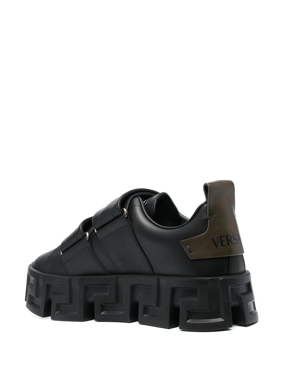Versace Greca Labyrinth Chunky Leather Sneakers - High-quality replica sneakers featuring a bold, textured leather exterior with Greca pattern accents and a chunky sole, ideal for stylish casual wear.