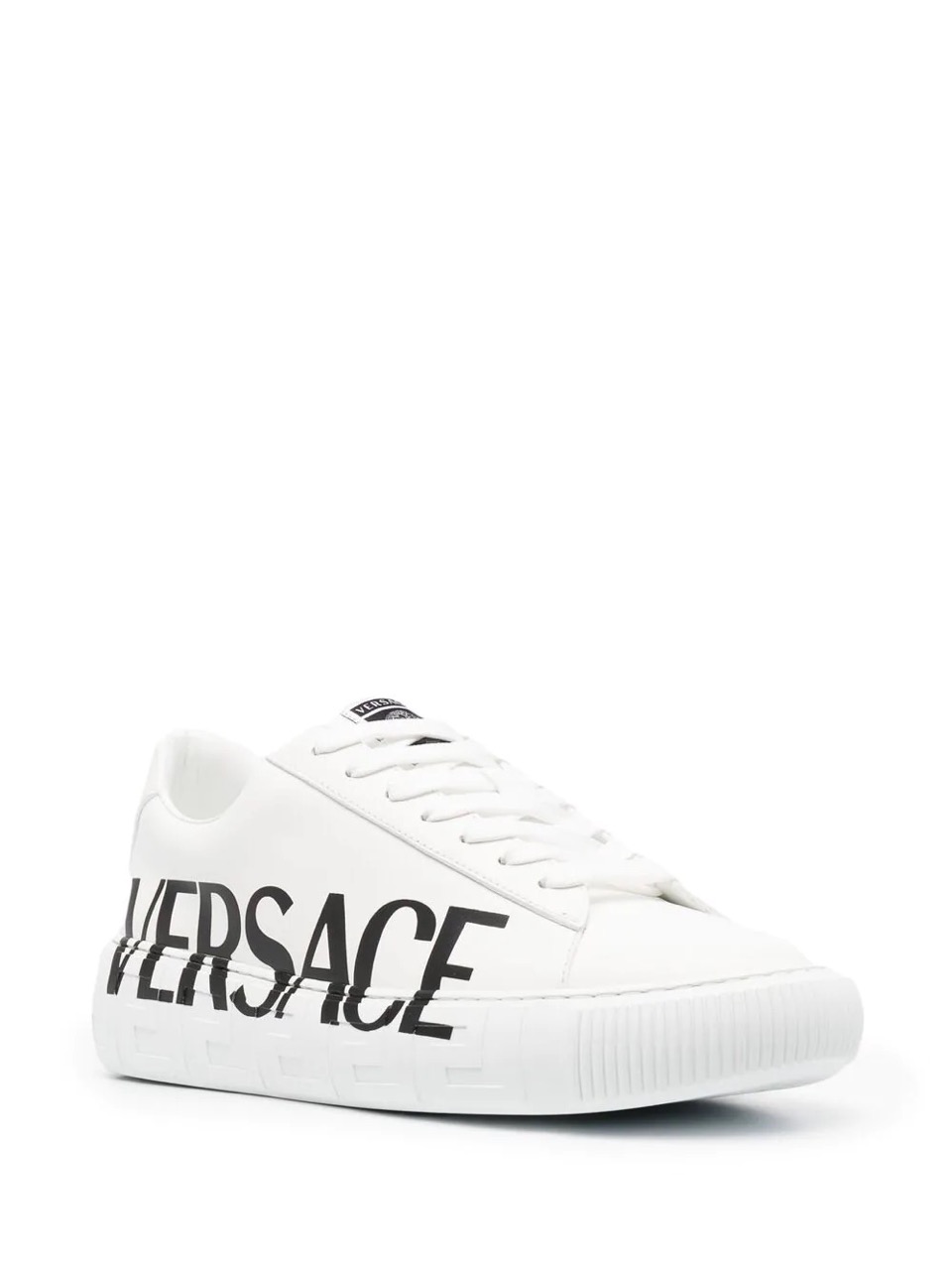 Versace Greca Logo Print Low Top Sneakers - High-quality replica sneakers featuring a stylish Greca logo print, designed for comfort and fashion-forward looks. Perfect for casual wear or elevating any outfit with their sleek design.