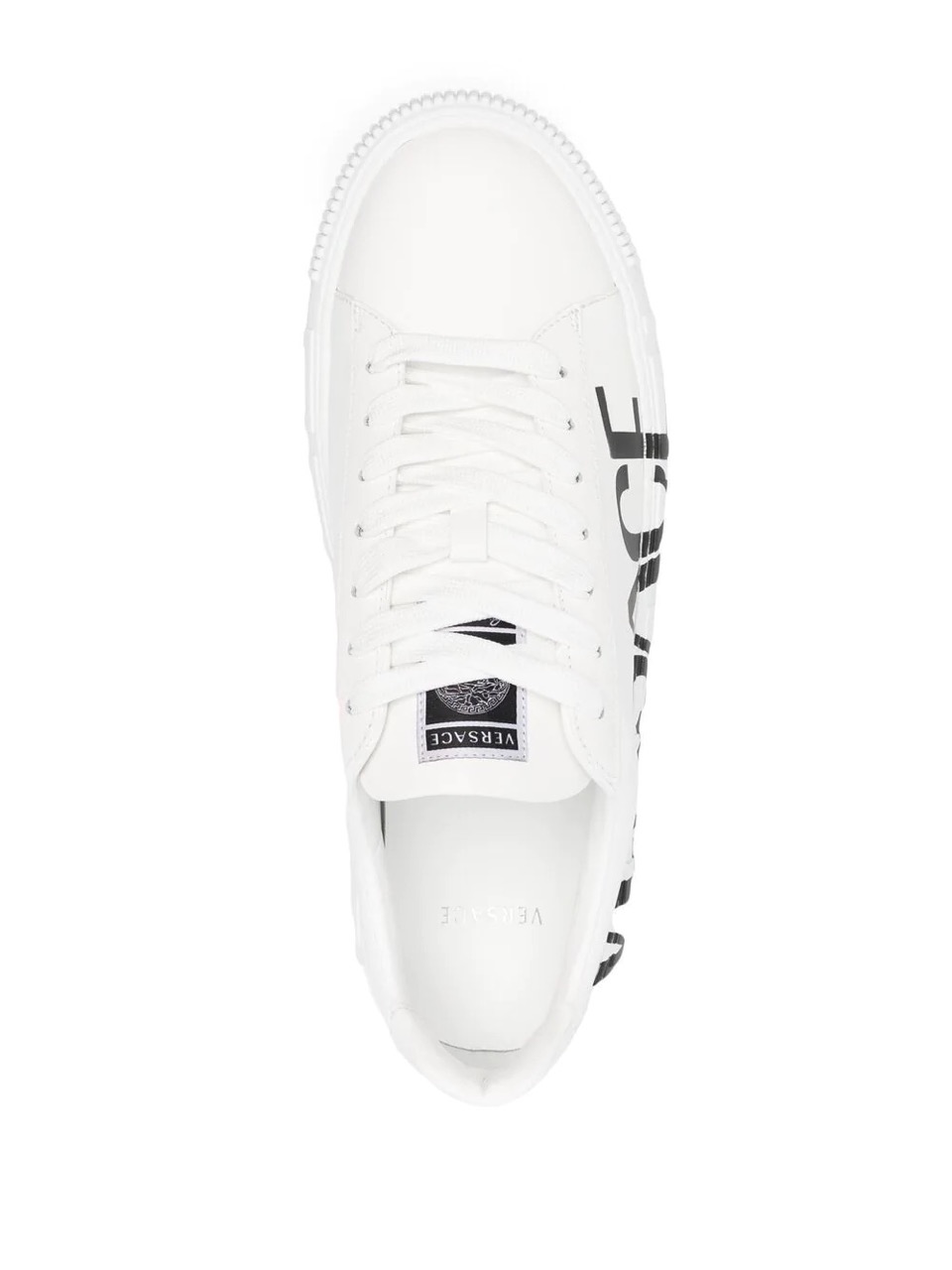 Alt Text: "Versace Greca Logo Print Low Top Sneakers showcasing the iconic Greca pattern in a stylish design, perfect for fashion-forward individuals seeking high-quality replica sneakers. These sleek shoes combine luxury aesthetics with everyday comfort."