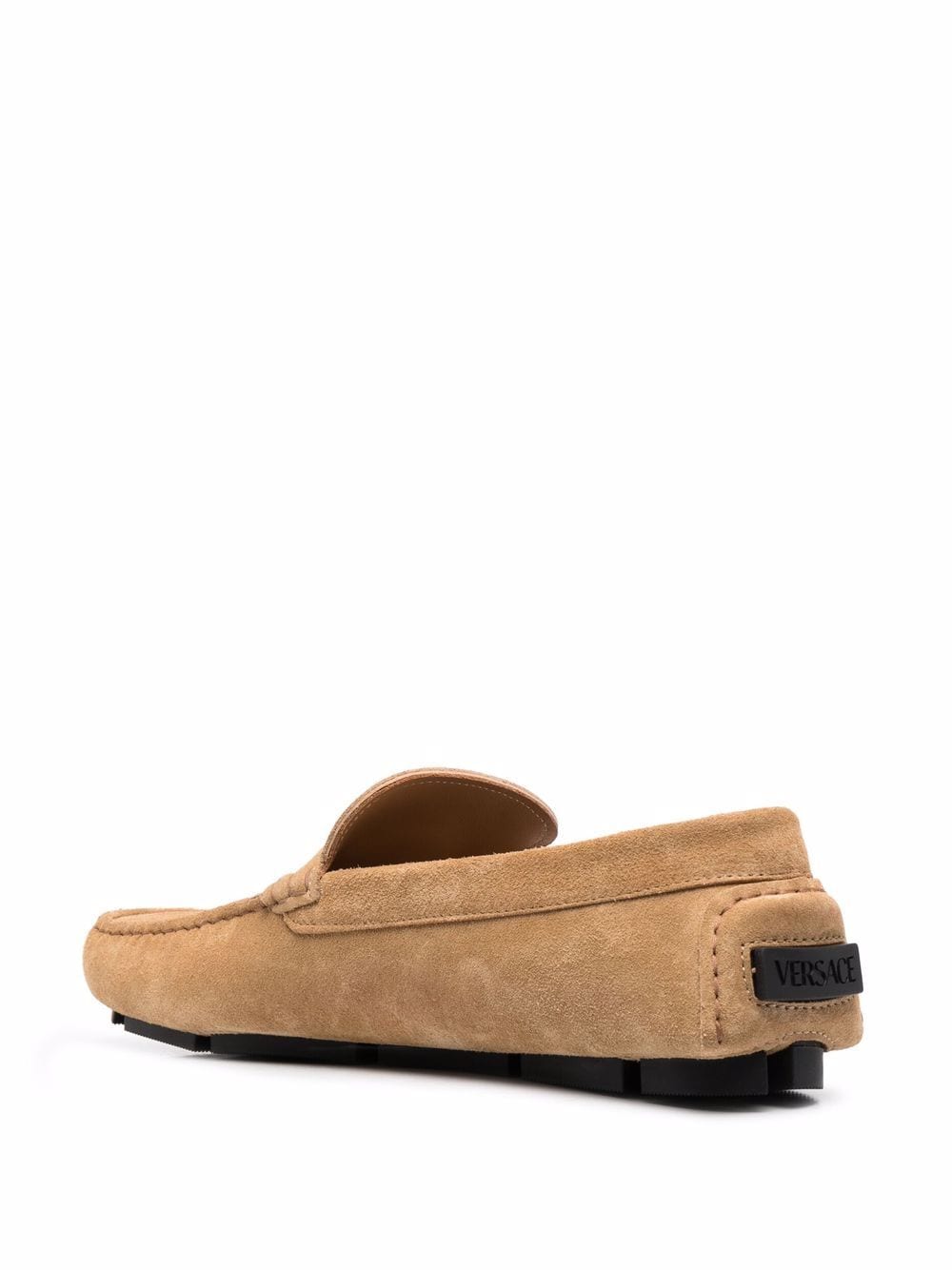 Alt Text: "Versace Medusa Head Suede Loafers, high-quality replica sneakers featuring luxurious suede material and the iconic Medusa emblem, perfect for stylish casual wear."