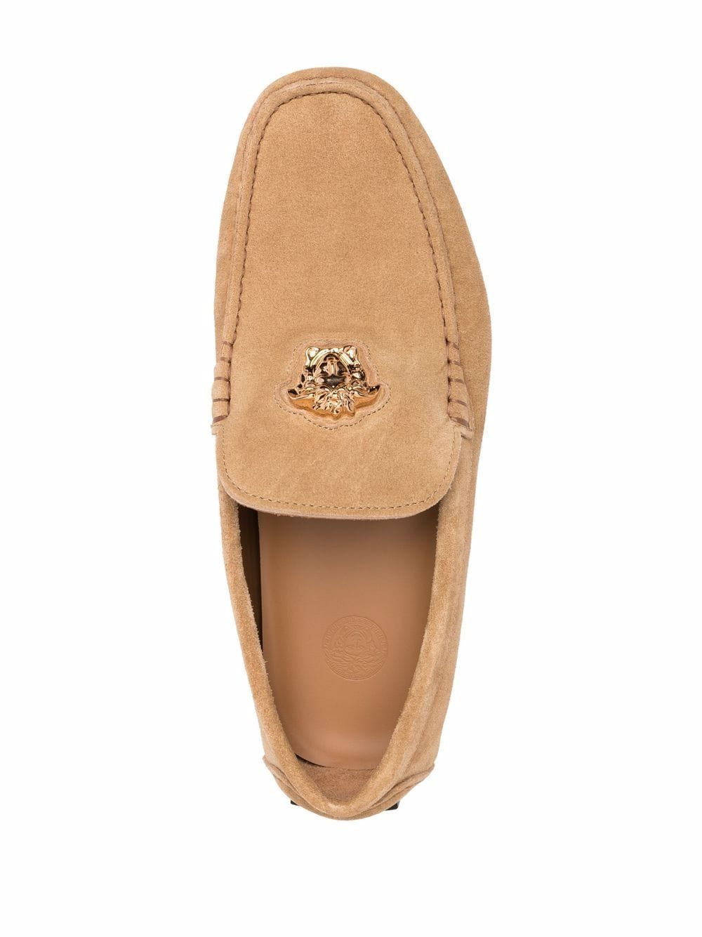 Versace Medusa Head Suede Loafers - high-quality replica sneakers featuring a luxurious suede finish and iconic Medusa logo, perfect for elevating your shoe collection.