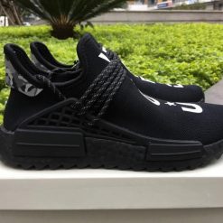 Adidas NMD Trail Human Race HU Pharrell NERD BB7603 Black White replica sneakers showcasing a stylish and modern design with a sleek black and white color scheme, ideal for fashion-forward sneaker enthusiasts.