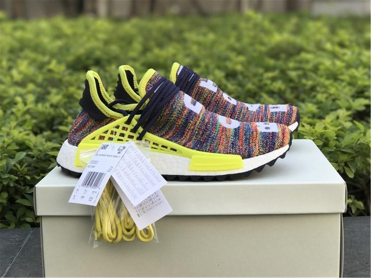 Adidas Originals Pharrell Williams PW Rainbow replica sneakers featuring a vibrant multicolored design, premium materials, and a stylish silhouette ideal for sneaker enthusiasts.