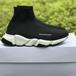 Balenciaga Speed Trainer White Black replica sneakers showcasing a stylish and modern design with a sleek silhouette, ideal for both casual and sporty outfits.