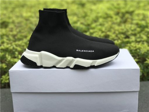 Balenciaga Speed Trainer White Black high-quality replica sneakers featuring a sleek sock-like design and durable rubber sole, perfect for stylish and comfortable wear.