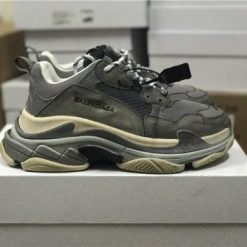 Replica Balenciaga Triple S Gray sneakers, high-quality replica sneakers featuring a stylish design and premium materials for a fashionable look.
