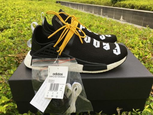 Fear Of God X Adidas NMD Pharrell Williams Human Race Black White replica sneakers featuring a sleek black and white design with bold branding and a comfortable silhouette ideal for casual wear and street style.
