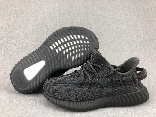 Adidas Yeezy Boost 350 V2 Black Kids replica sneakers showcasing a sleek black design, perfect for young sneaker enthusiasts who appreciate high-quality footwear.