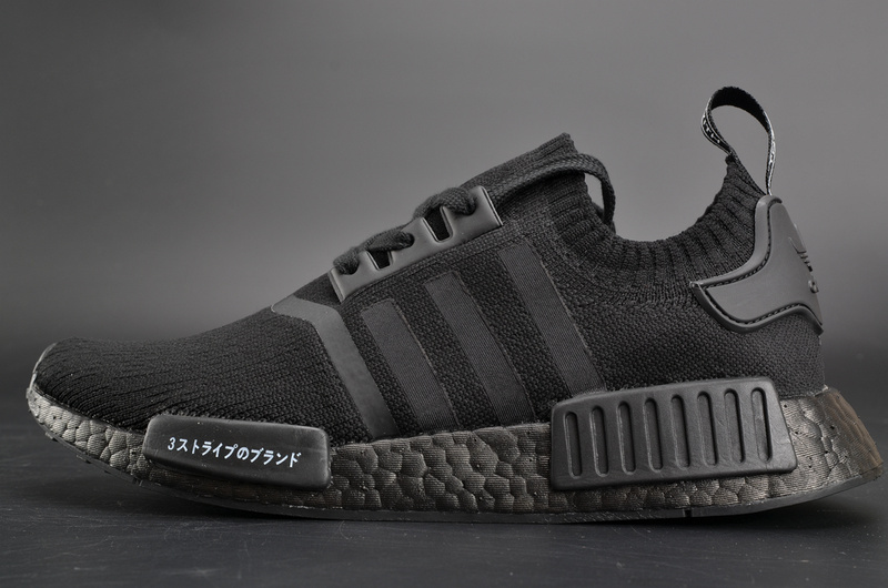Adidas NMD R1 Primeknit Japan Triple Black BZ0220 high-quality replica sneakers featuring a sleek black design with a knitted upper and iconic NMD details.