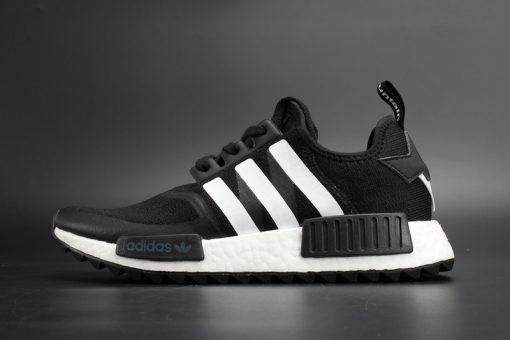 Adidas NMD R1 Trail White Mountaineering Core Black replica sneakers showcasing a sleek black design with white accents, ideal for sneaker enthusiasts seeking high-quality footwear alternatives.