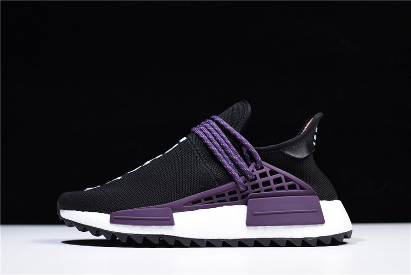 Adidas Pharrell X NMD Human Race Equality Black AC7033 high-quality replica sneakers featuring a sleek black design, unique printed messages, and a comfortable Boost sole for stylish everyday wear.