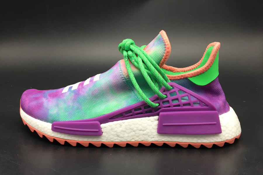 Adidas Pharrell x NMD Human Race Holi Festival replica sneakers featuring vibrant colors and unique design elements inspired by the Holi Festival, perfect for sneaker enthusiasts looking for high-quality replicas.