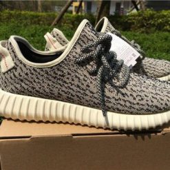 Adidas Yeezy 350 Boost Turtledove high-quality replica sneakers featuring a signature gray and white knit upper with a distinctive stripe pattern and comfortable Boost sole for optimal support and style.