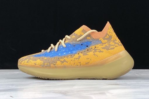 Adidas Yeezy Boost 380 Blue Oat Non Reflective replica sneakers featuring a unique blend of blue and orange tones, designed for style and comfort with a distinctive silhouette and premium materials.