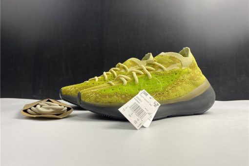 Adidas Yeezy Boost 380 Hylte Glow replica sneakers featuring a vibrant yellow-green upper, sleek design, and signature Boost cushioning technology for optimal comfort and style.