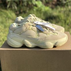 Adidas Yeezy Boost 500 Super Moon Yellow replica sneakers showcasing a vibrant yellow colorway and unique silhouette, ideal for sneaker enthusiasts seeking stylish and comfortable footwear.