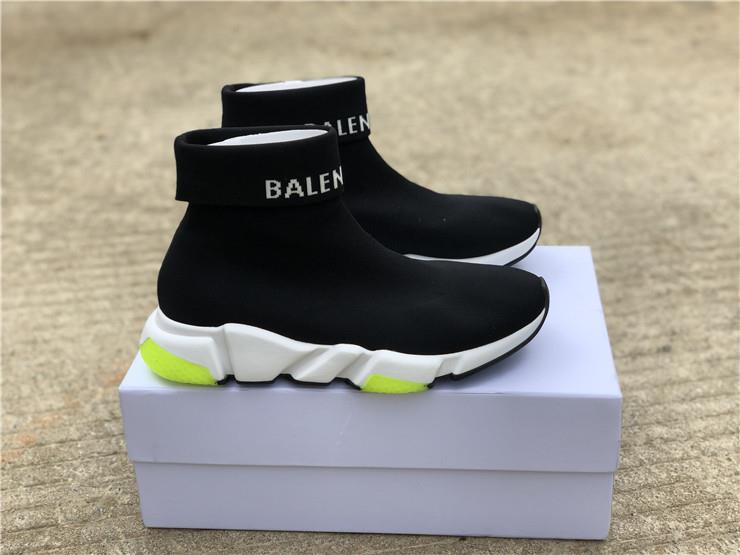 Balenciaga Speed Trainer Black Green replica sneakers featuring a sleek black and green design, perfect for achieving a trendy and sporty look.