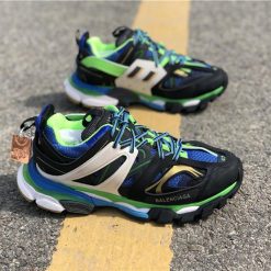 Balenciaga Track Black Green Sneaker replica sneakers showcasing a stylish, modern design with a blend of black and green colors, ideal for sneaker enthusiasts seeking high-quality alternatives.