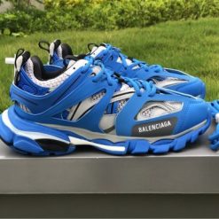 Balenciaga Track Grey Blue Sneaker replica sneakers featuring a unique color combination and intricate design for stylish comfort and performance.