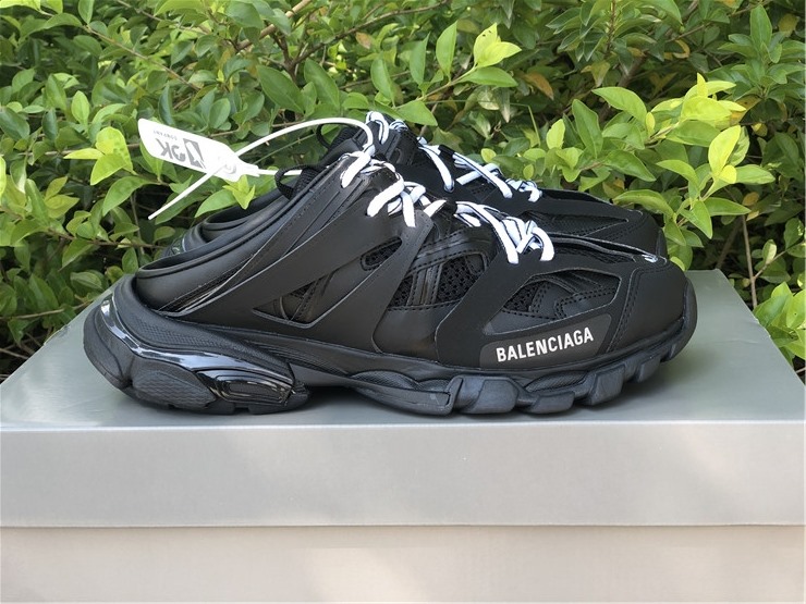 Balenciaga Track Mule Black Sneaker, high-quality replica sneakers featuring a sleek black design, breathable fabric, and cushioned sole for ultimate comfort and style.