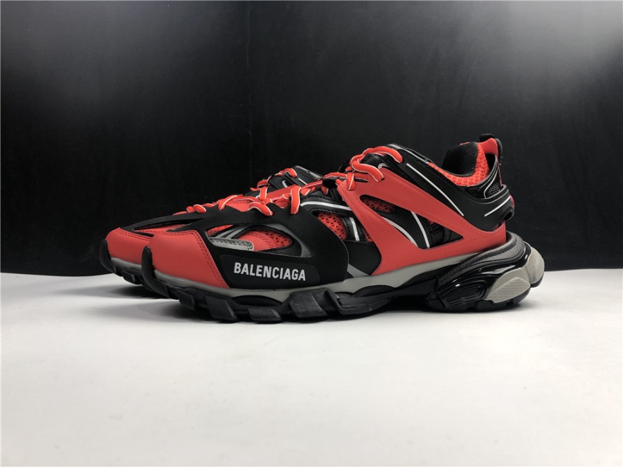 Balenciaga Track Red Black Gray Sneaker, high-quality replica sneakers featuring a bold color combination, intricate layered design, and premium craftsmanship, perfect for streetwear enthusiasts.