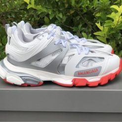 Balenciaga Track White Grey Red Sneaker high-quality replica sneakers showcasing a stylish and modern design with a durable construction and comfortable fit, perfect for sneaker enthusiasts and fashion lovers.