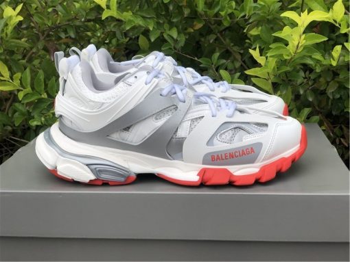 Balenciaga Track White Grey Red Sneaker high-quality replica sneakers showcasing a stylish and modern design with a durable construction and comfortable fit, perfect for sneaker enthusiasts and fashion lovers.