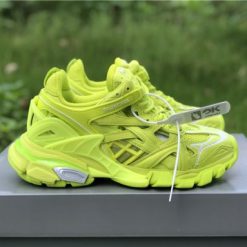 Balenciaga Track 2 Fluorescent Yellow Sneaker, high-quality replica sneakers featuring a vibrant yellow colorway, unique design elements, and premium materials for a stylish athletic look.