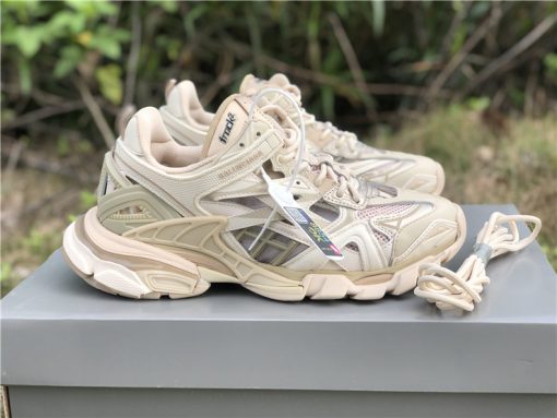Replica Balenciaga Track 2 Rose Gold Sneaker showcasing a high-quality design, perfect for sneaker enthusiasts seeking stylish replica sneakers.