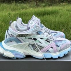 Balenciaga Track 2 White Light Blue Sneaker - high-quality replica sneakers featuring a modern design, mesh and leather upper, and enhanced comfort for a fashionable look.