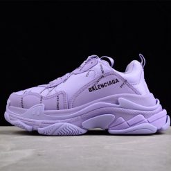 Balenciaga Triple S Allover Logo Purple replica sneakers featuring a vibrant purple design with an allover logo print, crafted with high-quality materials for an authentic look and feel.