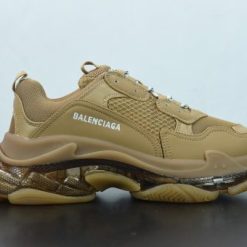 Balenciaga Triple S Clear Sole Brown replica sneakers featuring a distinctive chunky design with a transparent sole and premium materials, ideal for sneaker enthusiasts seeking stylish yet affordable alternatives.