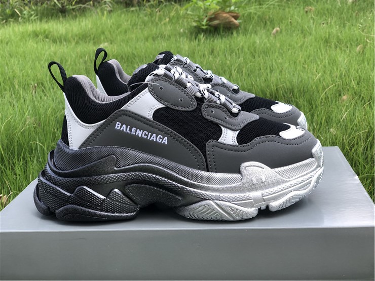 SEO Alt Text: "Balenciaga Triple S Gradient Grey Sneaker - High-quality replica sneakers featuring a stylish gradient grey design, blending premium materials and modern aesthetics for a trendy footwear choice."