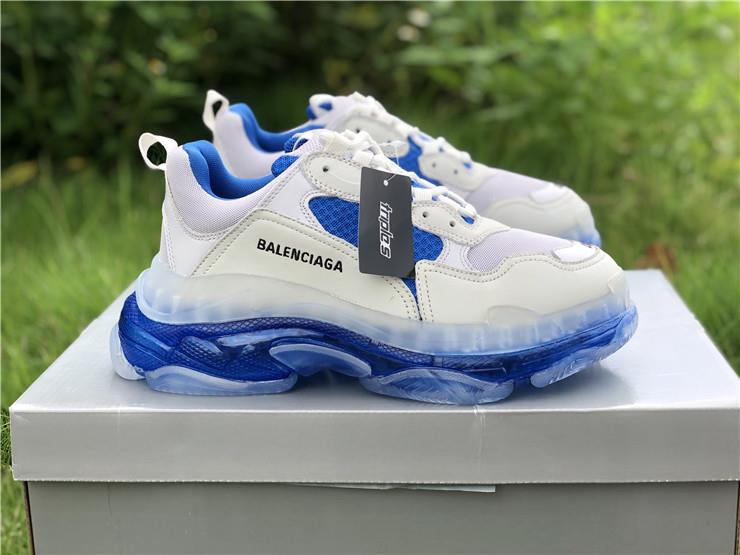 SEO Alt Text: "Replica Balenciaga Triple S White Blue sneakers showcasing a stylish design with a blend of white and blue hues, perfect for sneaker enthusiasts looking for high-quality replica shoes."