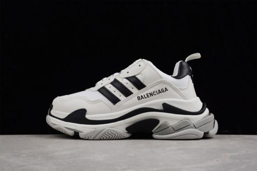 Balenciaga X Adidas Triple S White Black Sneaker - Premium replica sneakers featuring a stylish blend of white and black tones, designed for comfort and fashion, perfect for sneaker enthusiasts looking for high-quality shoes.