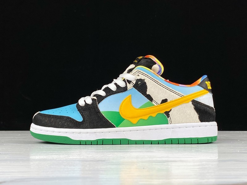 High-quality replica sneakers featuring the Ben & Jerry's x Nike SB Dunk Low Chunky Dunky design, showcasing vibrant colors and unique patterns inspired by the popular ice cream brand.