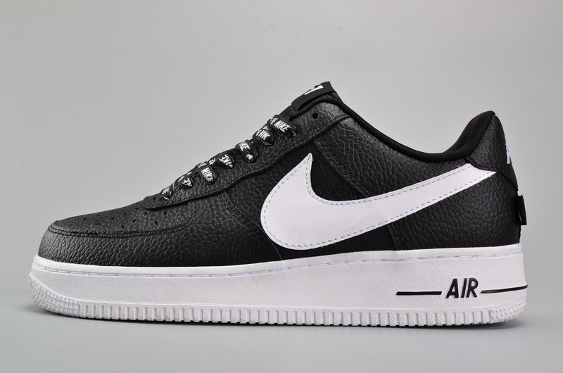 Nike Air Force 1 Low NBA Black White replica sneakers featuring a sleek black and white design, perfect for basketball enthusiasts and sneaker collectors.