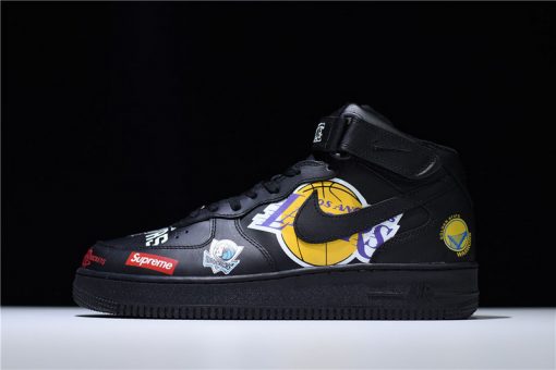 Nike Air Force 1 Mid Supreme NBA 07 Black replica sneakers featuring a sleek black design, premium materials, and iconic branding, perfect for sneaker enthusiasts seeking quality and style.