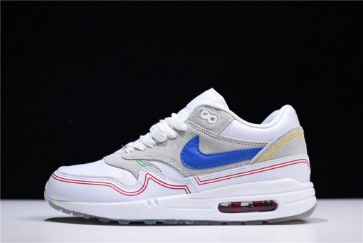 Nike Air Max 1 Pompidou Center Day replica sneakers featuring a vibrant design inspired by the iconic architectural lines and colors of the Pompidou Center, showcasing premium materials and craftsmanship for sneaker enthusiasts.