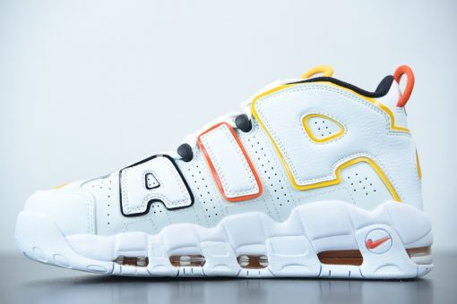 Nike Air More Uptempo Rayguns replica sneakers featuring vibrant color accents and bold "AIR" lettering, perfect for sneaker enthusiasts seeking high-quality alternatives.