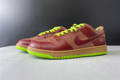 Nike Dunk Low 1 Piece Laser Varsity Red Chartreuse replica sneakers showcasing a vibrant colorway with red and chartreuse accents, perfect for sneaker enthusiasts and collectors.