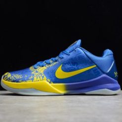 Nike Kobe 5 Protro 2020 5 Rings replica sneakers showcasing a stylish black, white, and gold colorway, designed to commemorate Kobe Bryant's five championship titles with intricate detailing and high-quality craftsmanship.