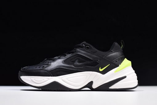 Nike M2K Tekno Black Volt replica sneakers featuring a sleek black design accented with vibrant volt details, ideal for sneaker enthusiasts looking for high-quality replica footwear.