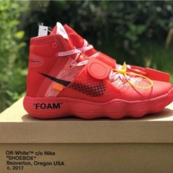 Nike X Off White Hyperdunk HD 2017 Red high-quality replica sneakers showcasing a bold red colorway with distinctive Off White branding and a modern design ideal for sneaker enthusiasts.