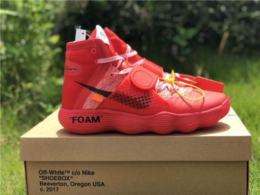 Nike X Off White Hyperdunk HD 2017 Red high-quality replica sneakers showcasing a bold red colorway with distinctive Off White branding and a modern design ideal for sneaker enthusiasts.